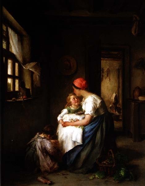 Äidillinen huolenpito, 1864 (öljy) tekijältä Paul Soyer