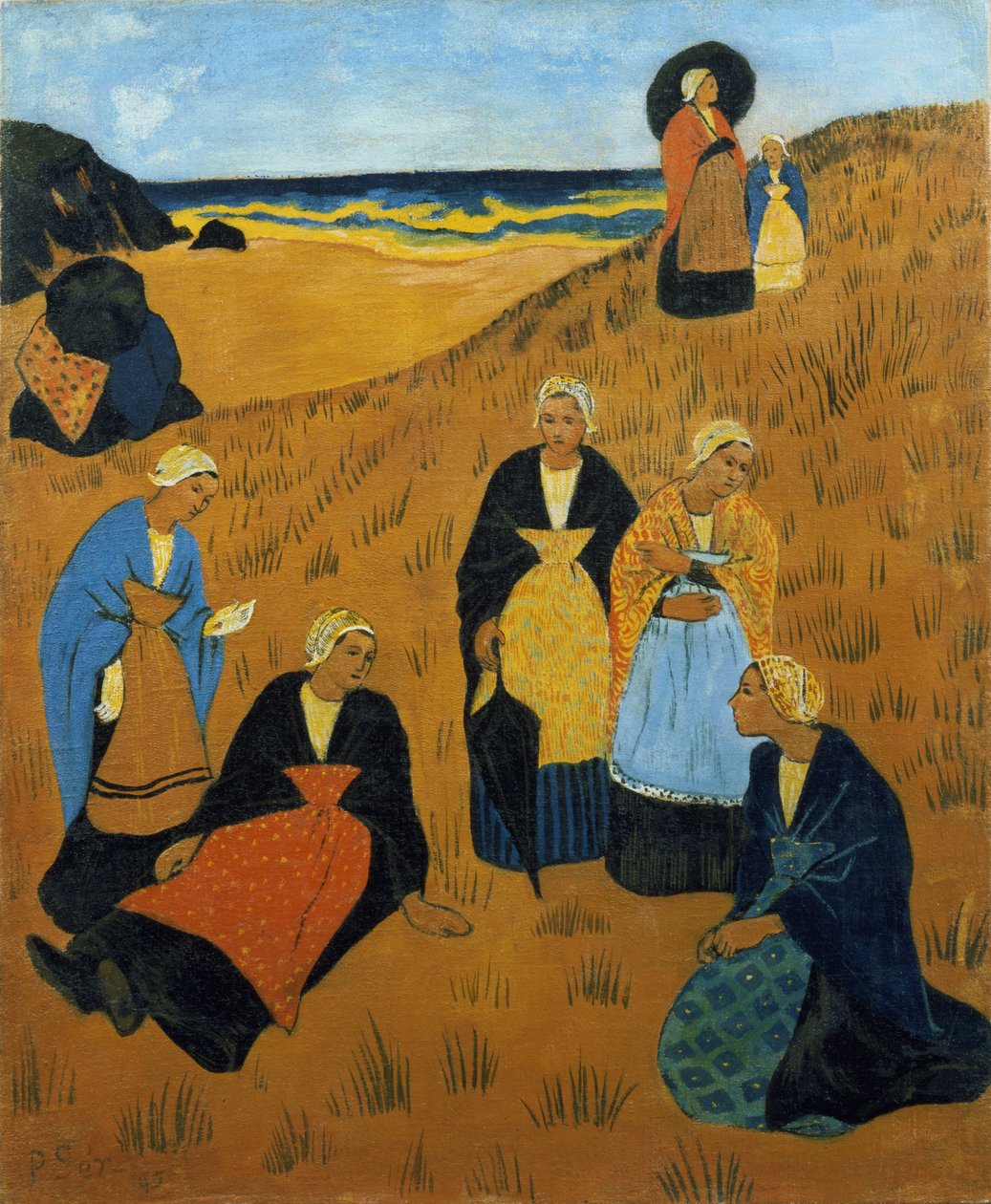 Nuoret bretonilaiset naiset huiveissa eli Douarnenezin tytöt, 1895 tekijältä Paul Sérusier