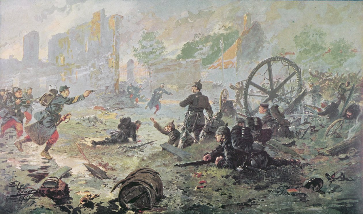 Hyökkäys Mailly-le-Campissa ensimmäisen Marnen taistelun aikana vuonna 1914 tekijältä Paul Thiriat
