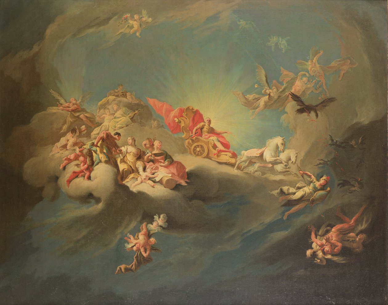 Keisari Kaarle VI:n (1685-1740) apoteoosi Apollon hahmossa tekijältä Paul Troger