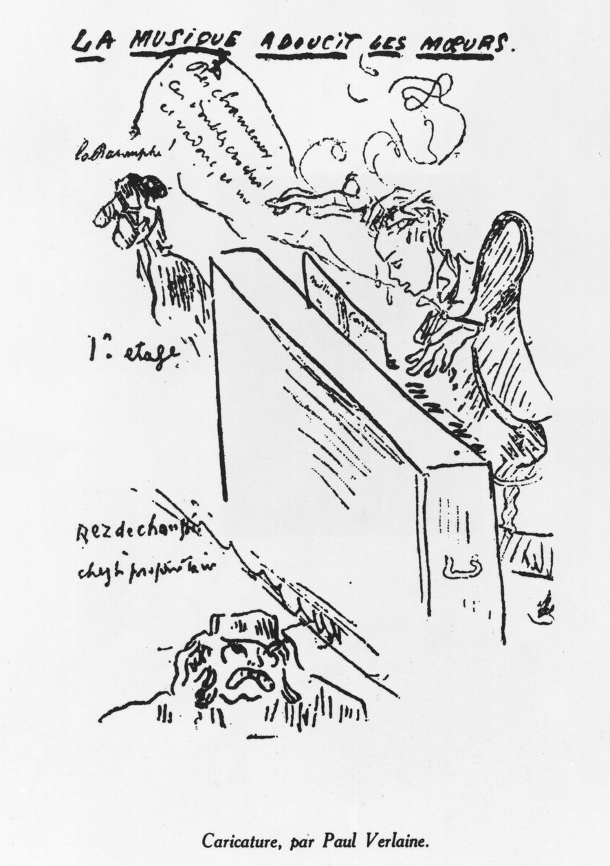 "La Musique adoucit les moeurs", Arthur Rimbaud (1854-91) soittaa pianoa tekijältä Paul Verlaine