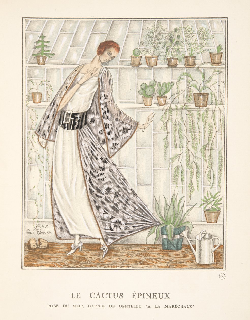 Le Cactus Epineux, muotilevyjen kokoelmasta, 1922 (pochoir print) tekijältä Paul Zenker
