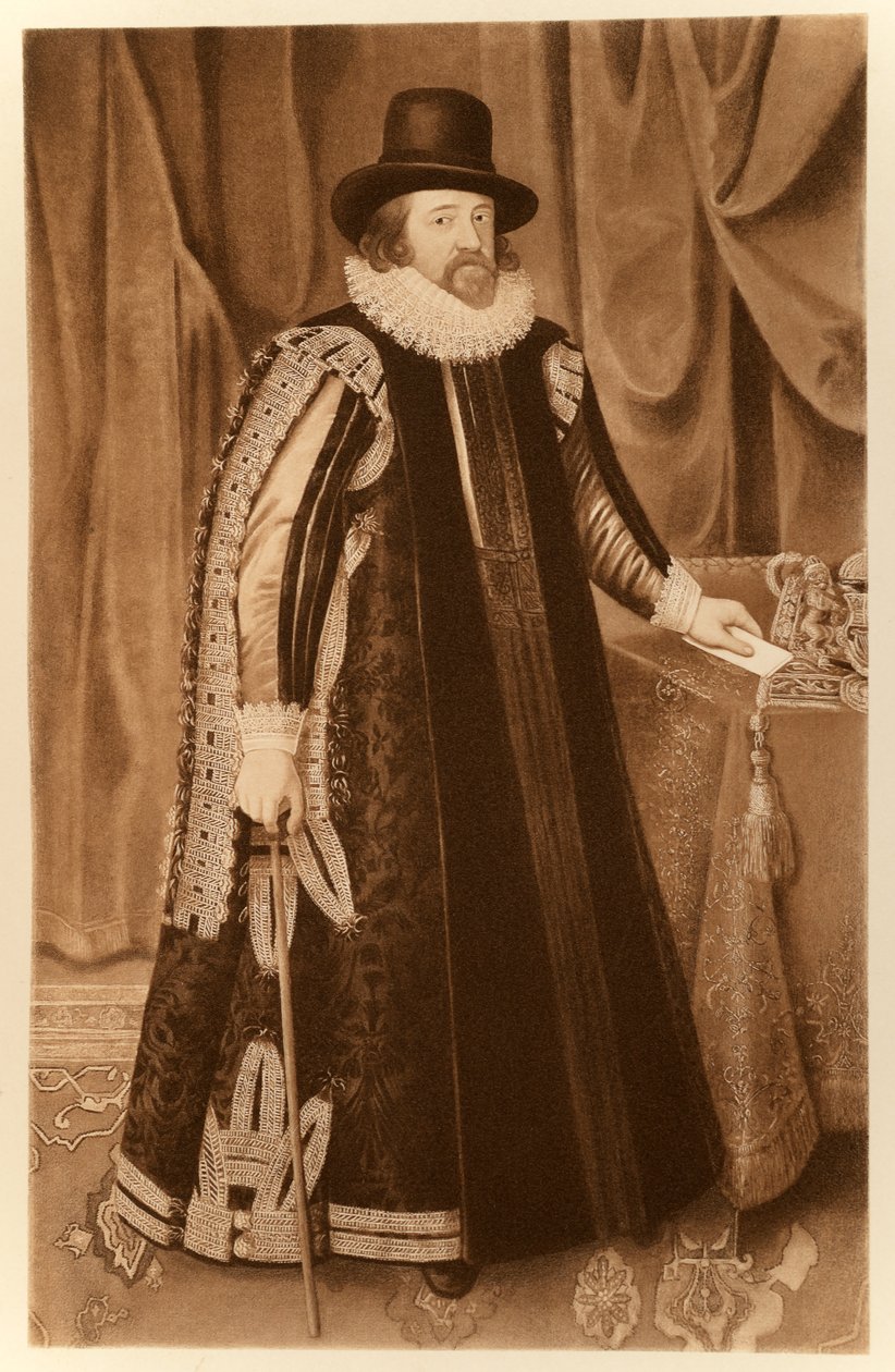 Francis Bacon, varakreivi St Albans, kirjasta "James I ja VI", painanut Manzi Joyant und Co. Paris, 1904 (kollotyyppi) tekijältä Paul van Somer