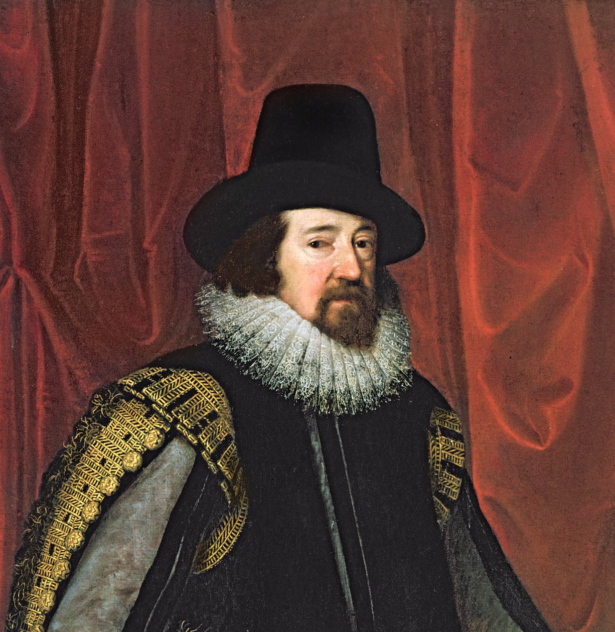 Sir Francis Bacon 1561-1626 Verulamin paroni Verulam, varakreivi St. Albans öljy kankaalle yksityiskohta kuvasta 242134 tekijältä Paul van Somer