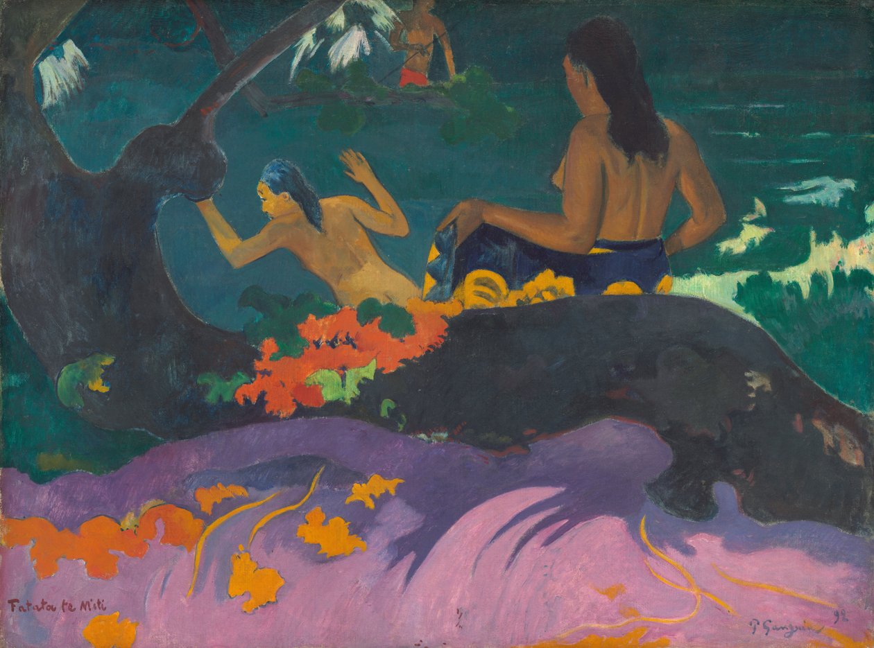 Fatata te Miti (meren rannalla) tekijältä Paul Gauguin