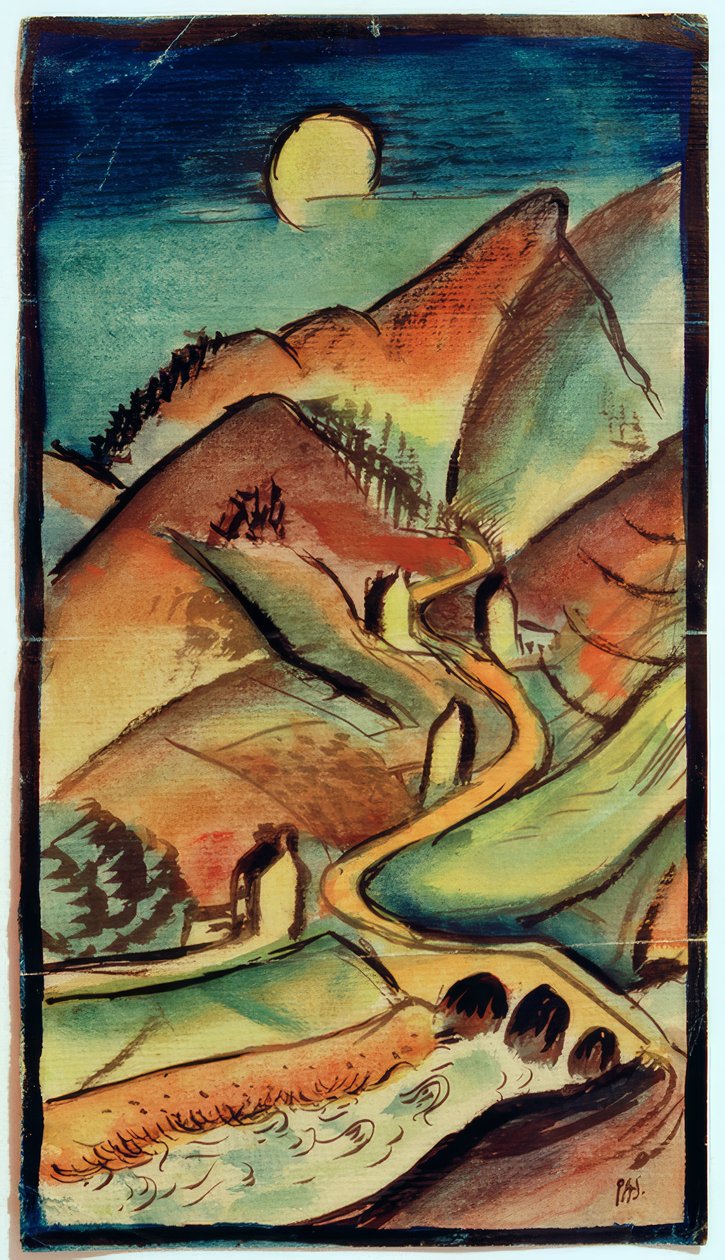 Nächtliche Gebirgslandschaft tekijältä Paul Adolf Seehaus