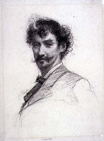 James Abbott McNeill Whistlerin (1834-1903) muotokuva (syväpaino) tekijältä Paul Adolphe Rajon