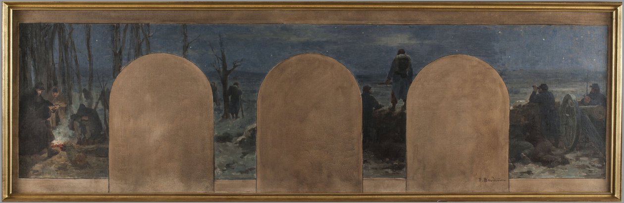 Luonnos Hôtel de Villen prefektin kabinettia varten: Ulkoinen puolustus Pariisin piirityksen aikana vuonna 1870. tekijältä Paul Albert Baudouin