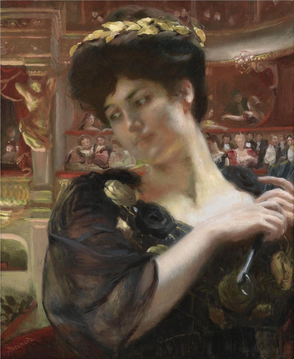 The Comedie Francaise. Näyttelijä Gabrielle Réjanen muotokuva 1856-1920 tekijältä Paul Albert Besnard