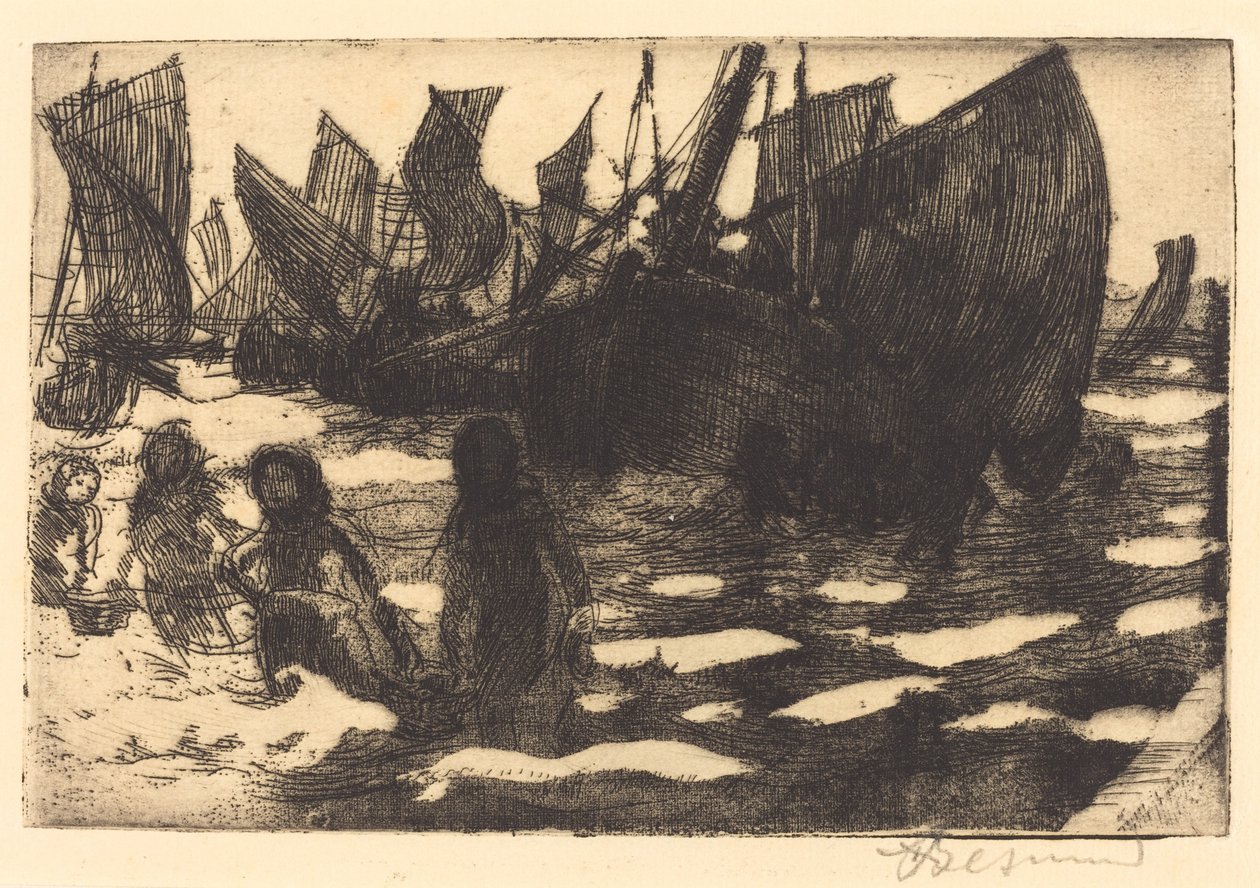 Berck Petites Pêcheuses de Berckin pienet kalastusalukset, 1897. tekijältä Paul Albert Besnard