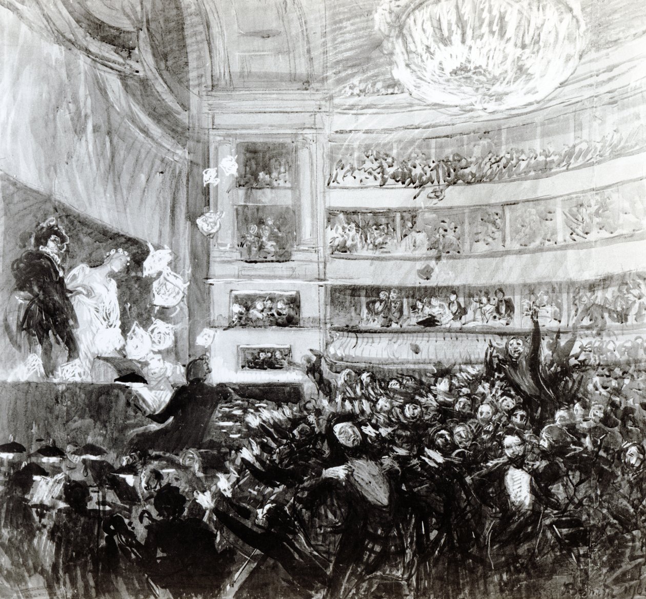 Hernanin taistelu Comedie Francaisessa 25. helmikuuta 1830, 1909 tekijältä Paul Albert Besnard