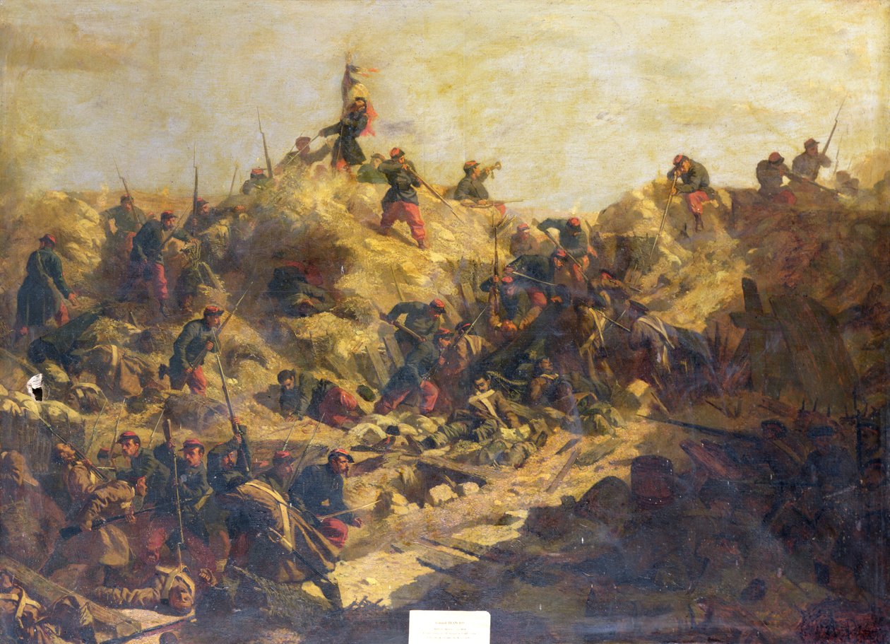 Strategisen kukkulan valloitus Sevastopolin piirityksen aikana ja kenraali Brancionin kuolema, 7. kesäkuuta 1855 tekijältä Paul Alexandre Protais