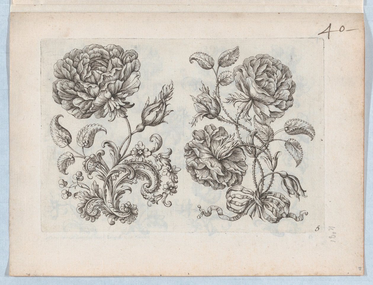Sarja pieniä kukka-aiheita, levy 5, n. 1670-85, n. 1670-85. tekijältä Paul Androuet Du Cerceau