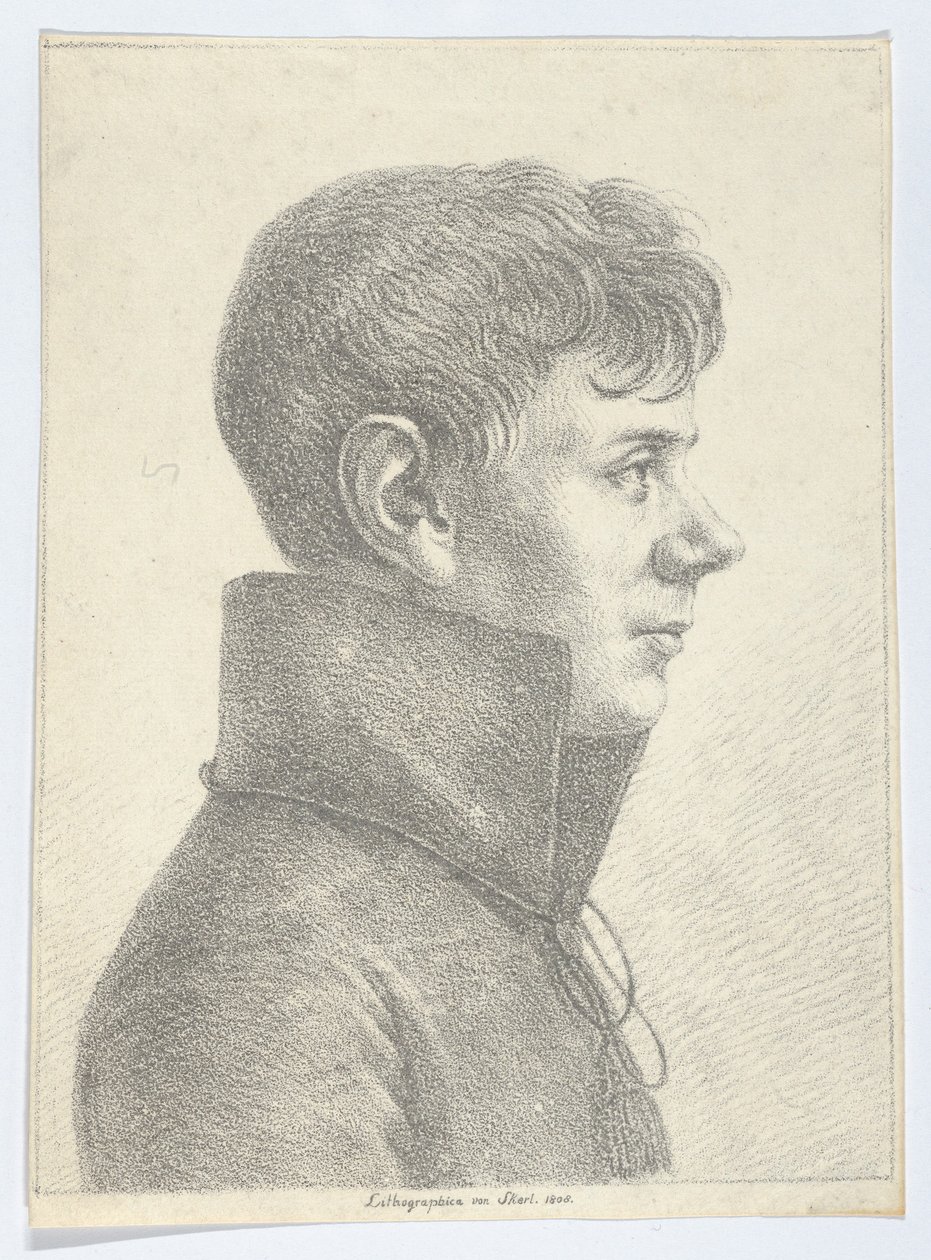 Nuoren miehen muotokuva profiilissa, 1808, 1808. tekijältä Paul Anton Skerl