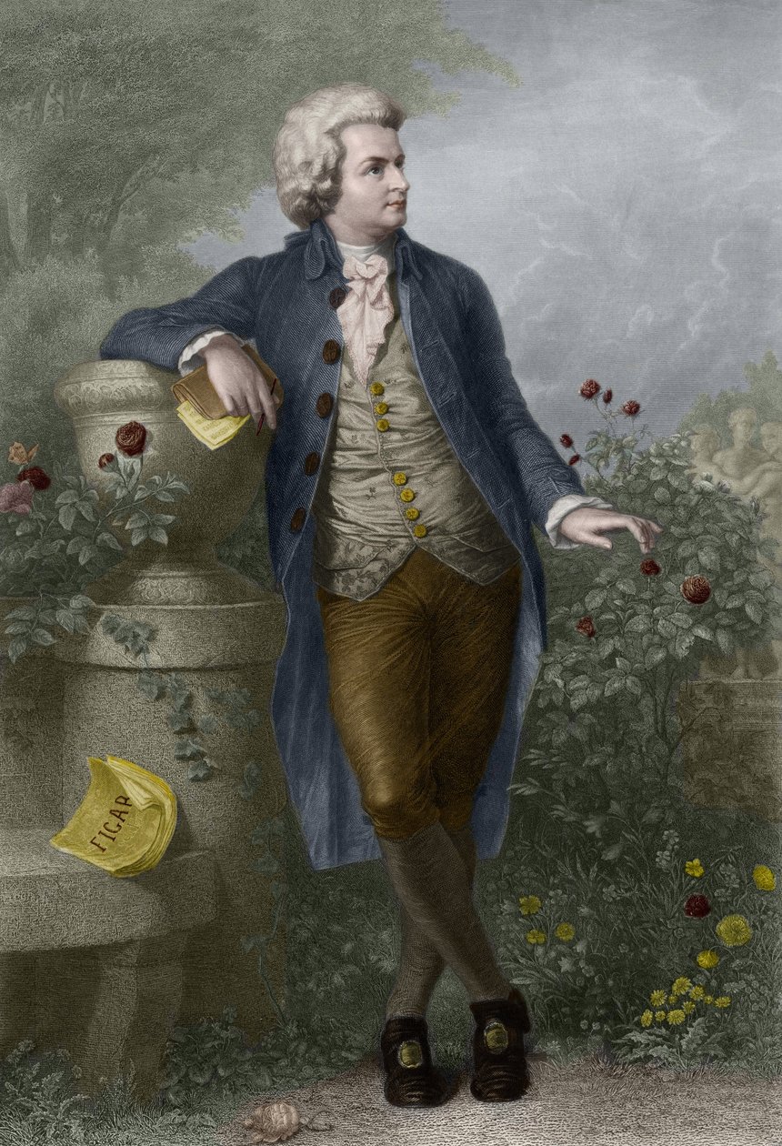 Wolfgang Amadeus Mozartin (1756-1791) muotokuva Salzburgissa. Kaiverrus Paul Barfus (1823-1895). tekijältä Paul Barfus