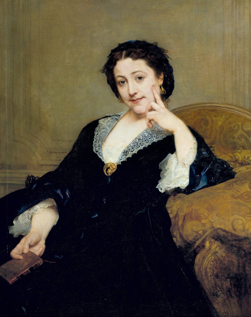 Madeleine Brohanin (1833-1900) muotokuva Paul Baudryn (1828-1885) Comedie Francaise -maalauksesta 1860 su. 1,06 x 0,84 m Pariisi, musee d