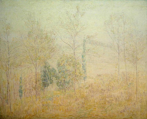 Toscanalainen maisema aikaisin keväällä vihreiden poppelien kanssa (öljy kankaalle) (oil on canvas) tekijältä Paul Baum