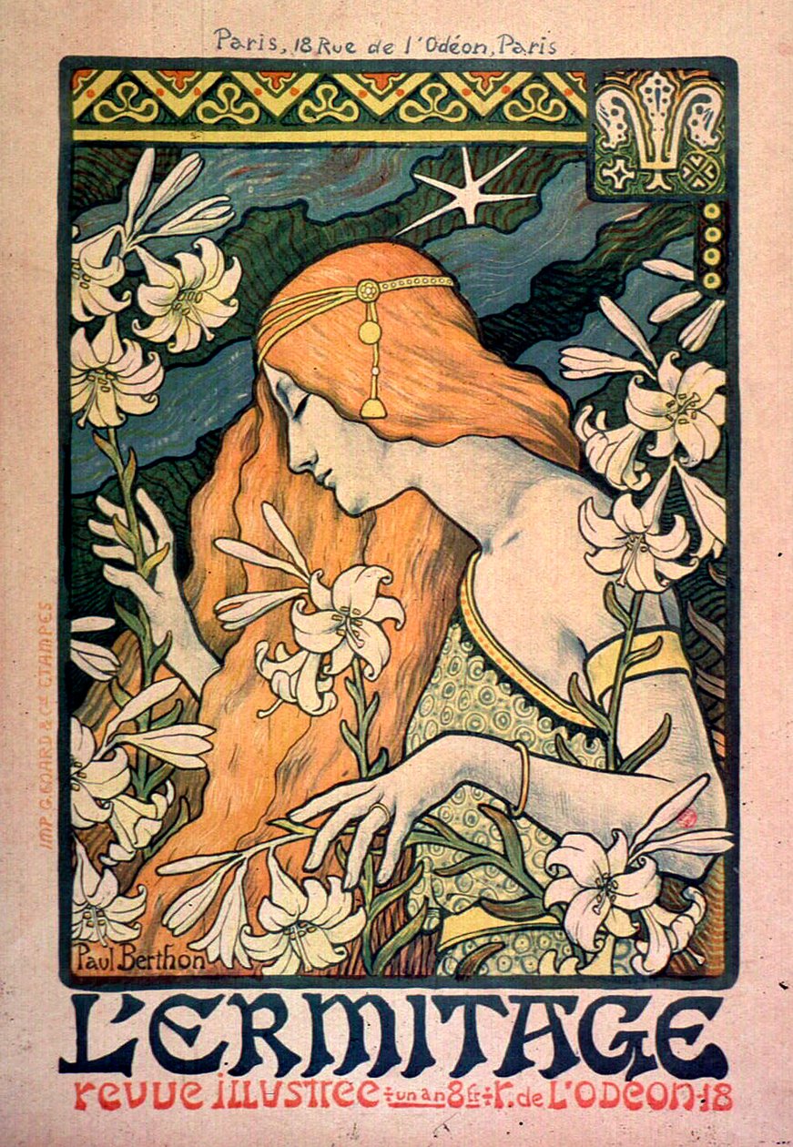 Eremitaaši, kuvitettu aikakauslehti, juliste, 1897. tekijältä Paul Berthon