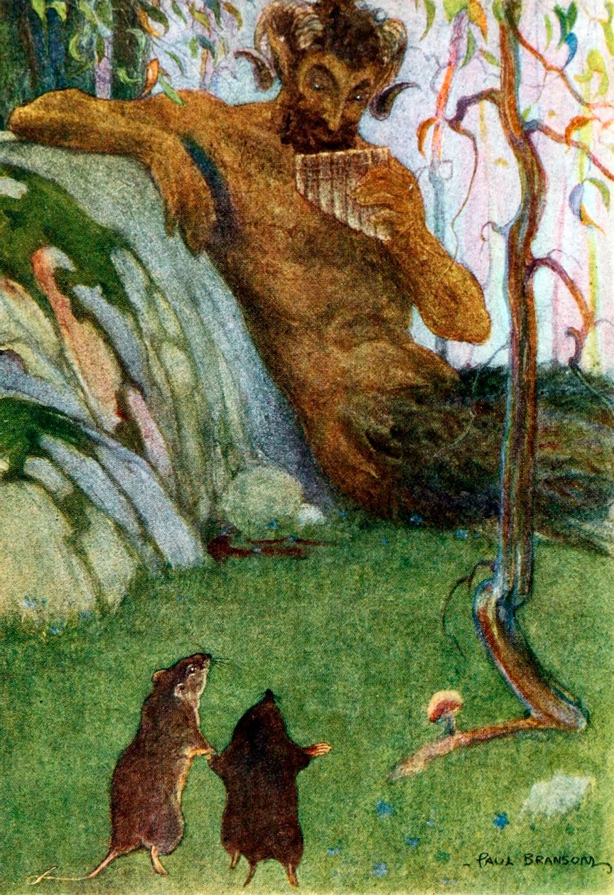 The Piper at the Gates of Dawn from Wind in the Willows, pubi. 1913 värilitografia, 1913. tekijältä Paul Bramson.
