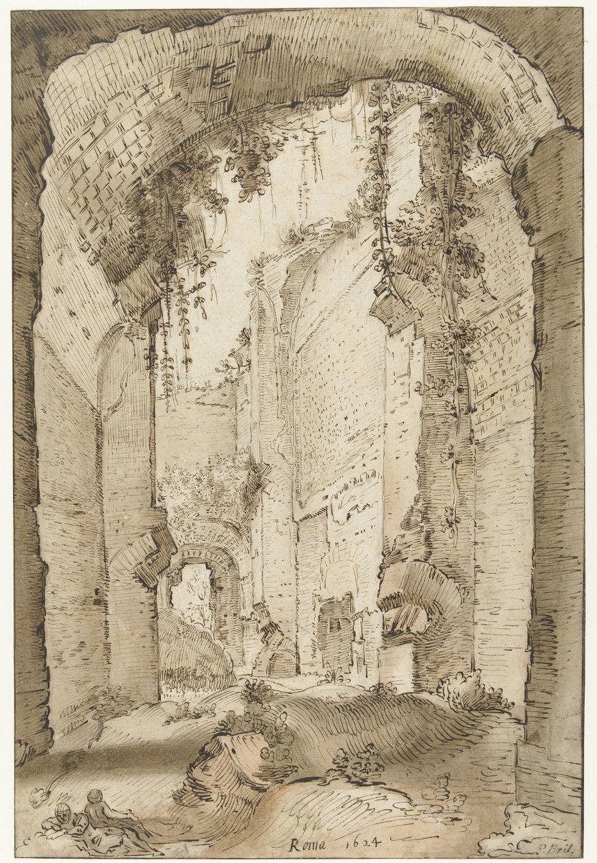 Septimus Severuksen palatsin rauniot Palatinuksen kukkulalla tekijältä Paul Bril