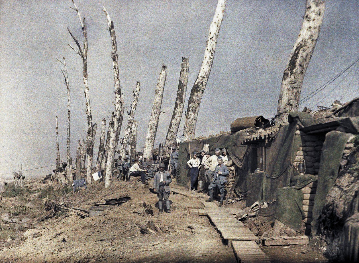 Ranskan linja Het Sasissa alueella, jota tykistötuli tuhosi, Belgia, 10. syyskuuta 1917 (autokromi) tekijältä Paul Castelnau