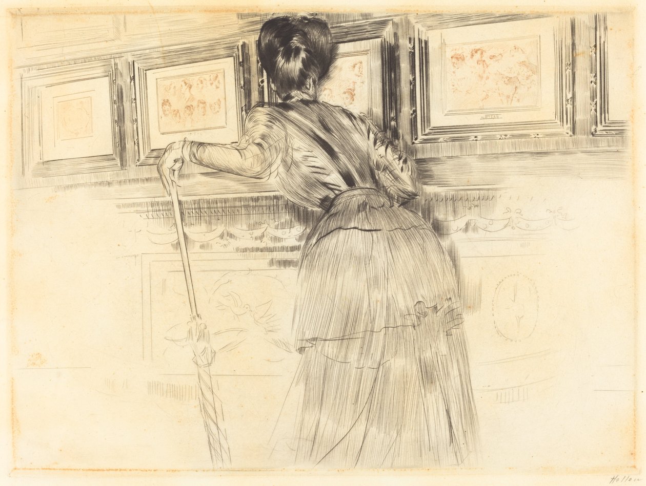Watteausin edessä Louvressa tekijältä Paul Cesar Helleu