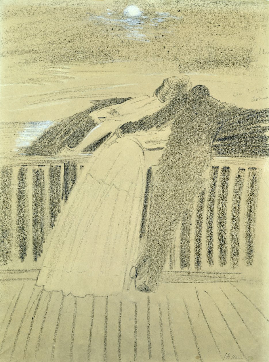 Jeanne Hugo ja Jean Charcot Hauteville Housessa, Guernseyssa (pastelli paperilla) tekijältä Paul Cesar Helleu