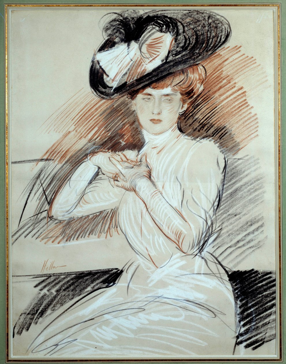 Rouva Helleu. Piirustus Paul Helleu (1859-1927), 1900-luku. Bayonne, Bonnat Museum tekijältä Paul Cesar Helleu