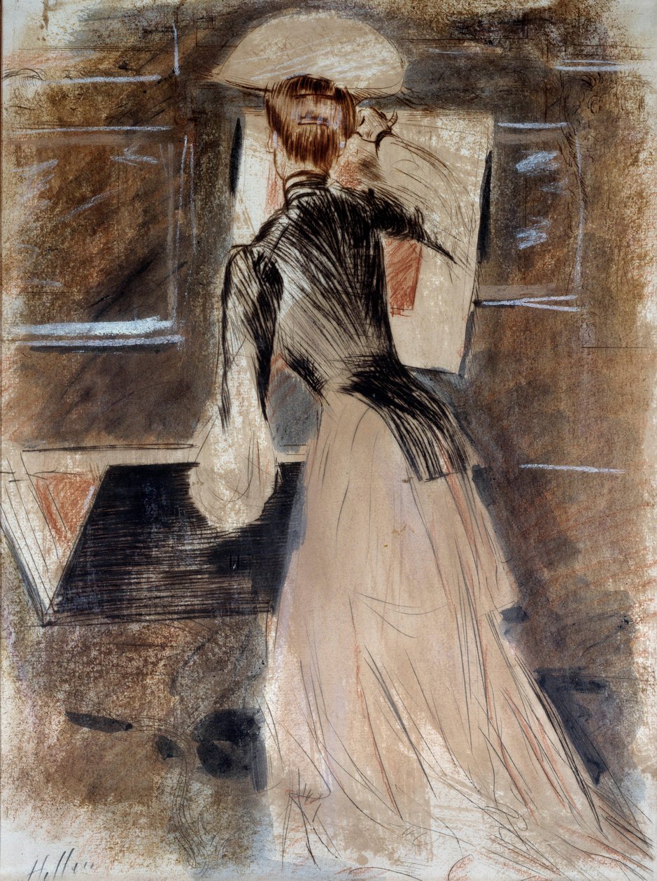 Täyspitkä muotokuva Madeleine Carlierista. Paul Helleu (1859-1927), 1900-luku. Bayonne, Bonnat Museum tekijältä Paul Cesar Helleu