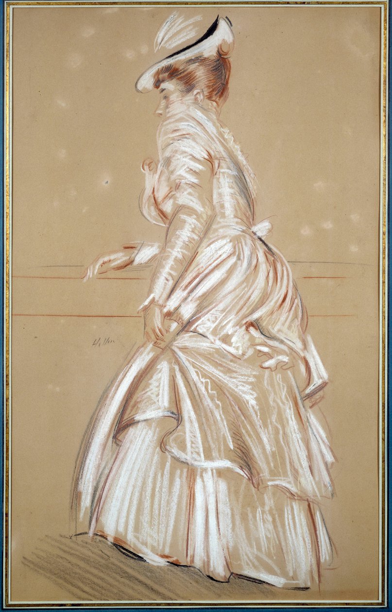 Valkoisen naisen muotokuva. Paul Helleun (1859 - 1927) piirros, 1900-luku. Bayonne, Musee Bonnat tekijältä Paul Cesar Helleu