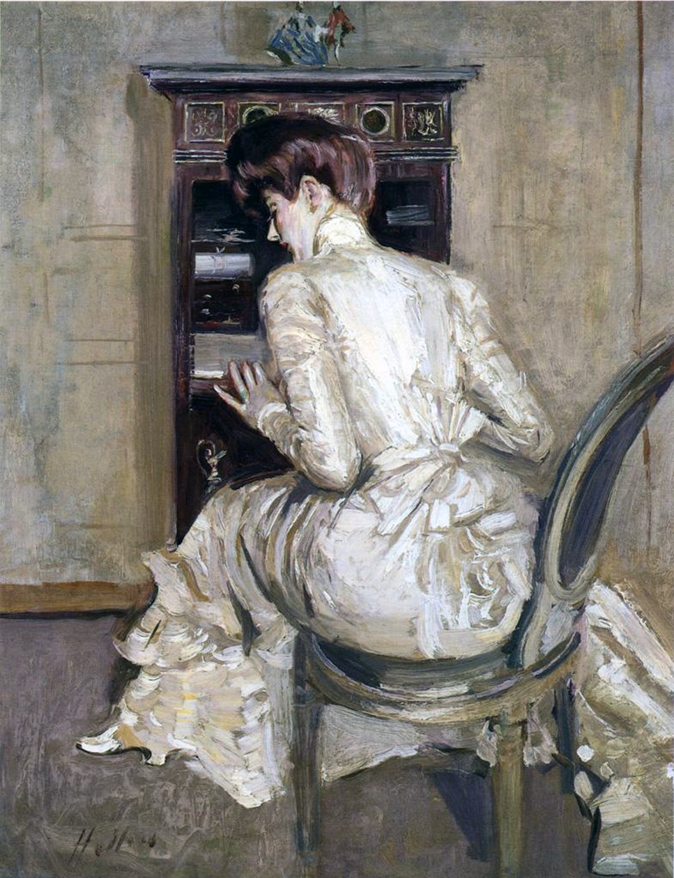 Taiteilijan vaimo sihteerissään, n. 1900 tekijältä Paul Cesar Helleu