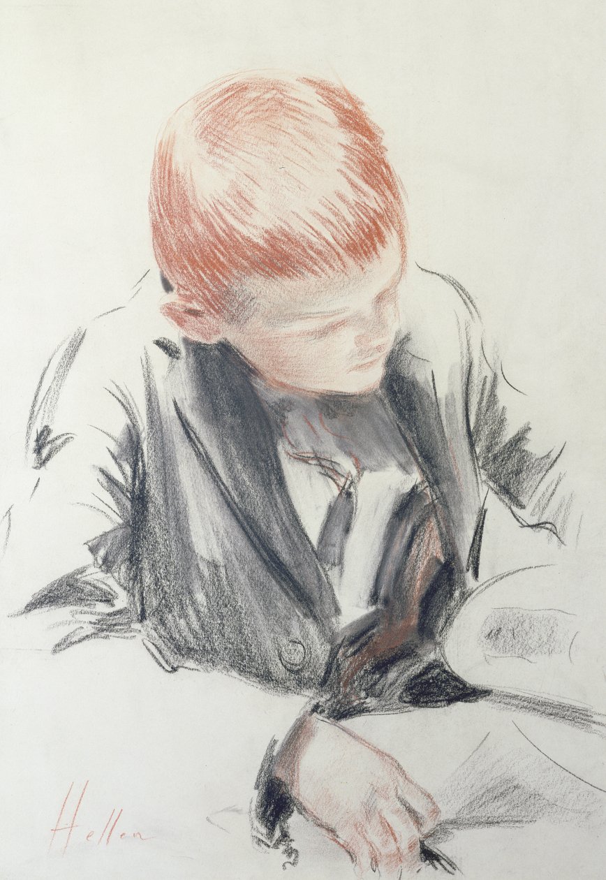 Nuori tuntija (punainen ja musta liitu paperille) tekijältä Paul Cesar Helleu