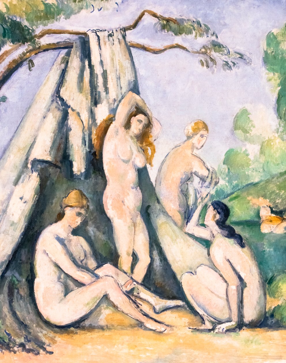 Kylpijöitä teltan edessä, yksityiskohta tekijältä Paul Cezanne