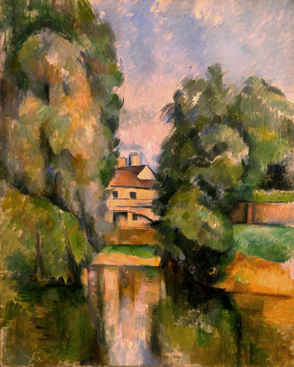 Maalaistalo joen rannalla tekijältä Paul Cézanne