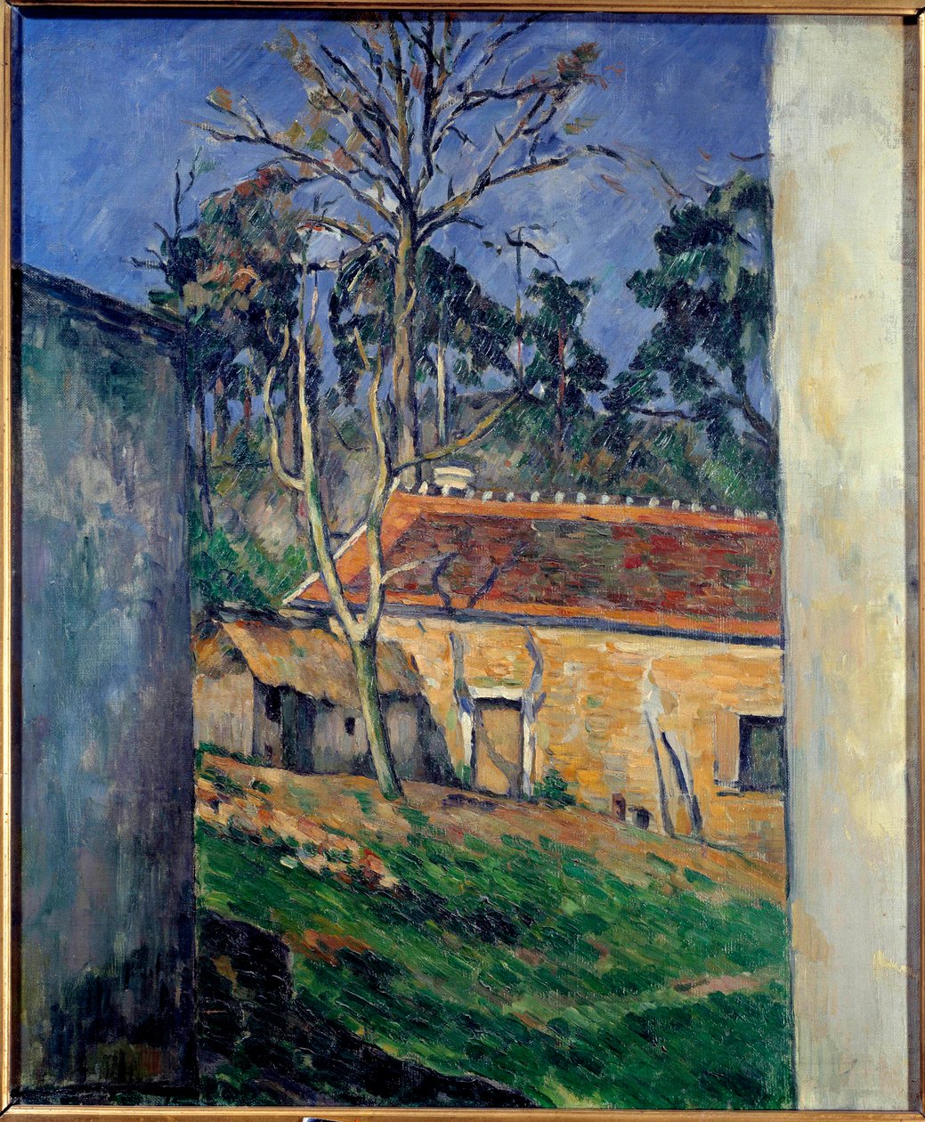 Maatila Auversissa Paul Cezannen maalaus (1839-1906) 1879 su. 0,65 x 0,54 m Pariisi, Orsay-museo tekijältä Paul Cézanne