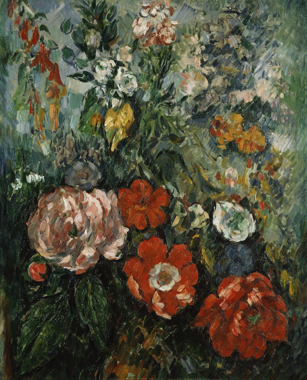 Kukat, n. 1879 (öljy kankaalle) tekijältä Paul Cézanne