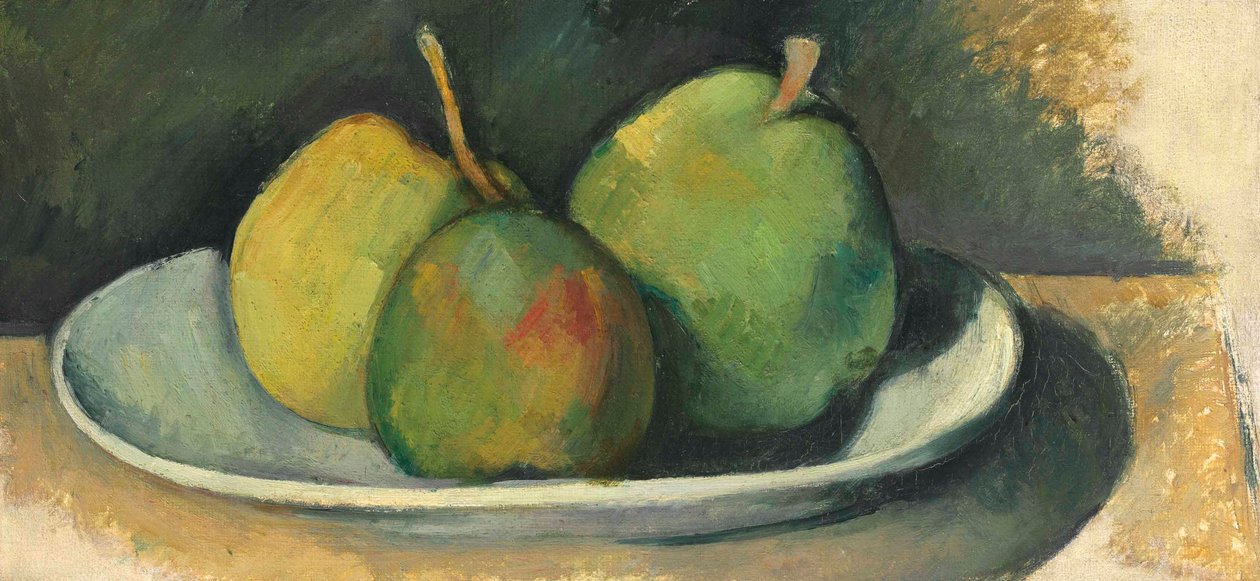 Päärynät valkoisella lautasella (öljy kankaalle) tekijältä Paul Cézanne