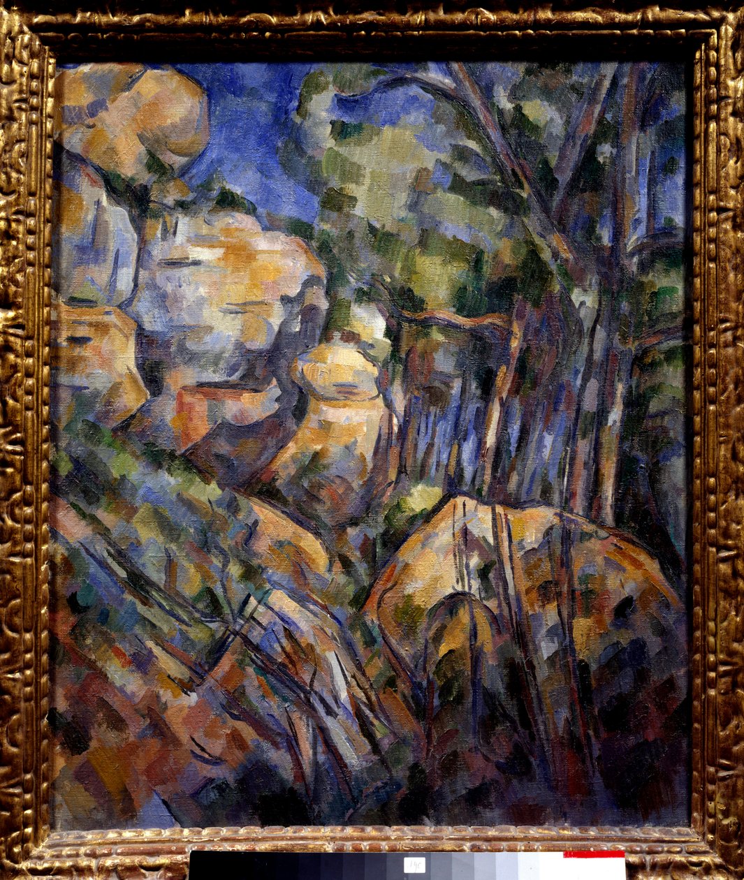 Kallio lähellä mustan linnan yläpuolella olevia luolia Paul Cezannen (1839-1906) maalaus 1904 Su. 0,65x0,54 m Pariisi, musee d
