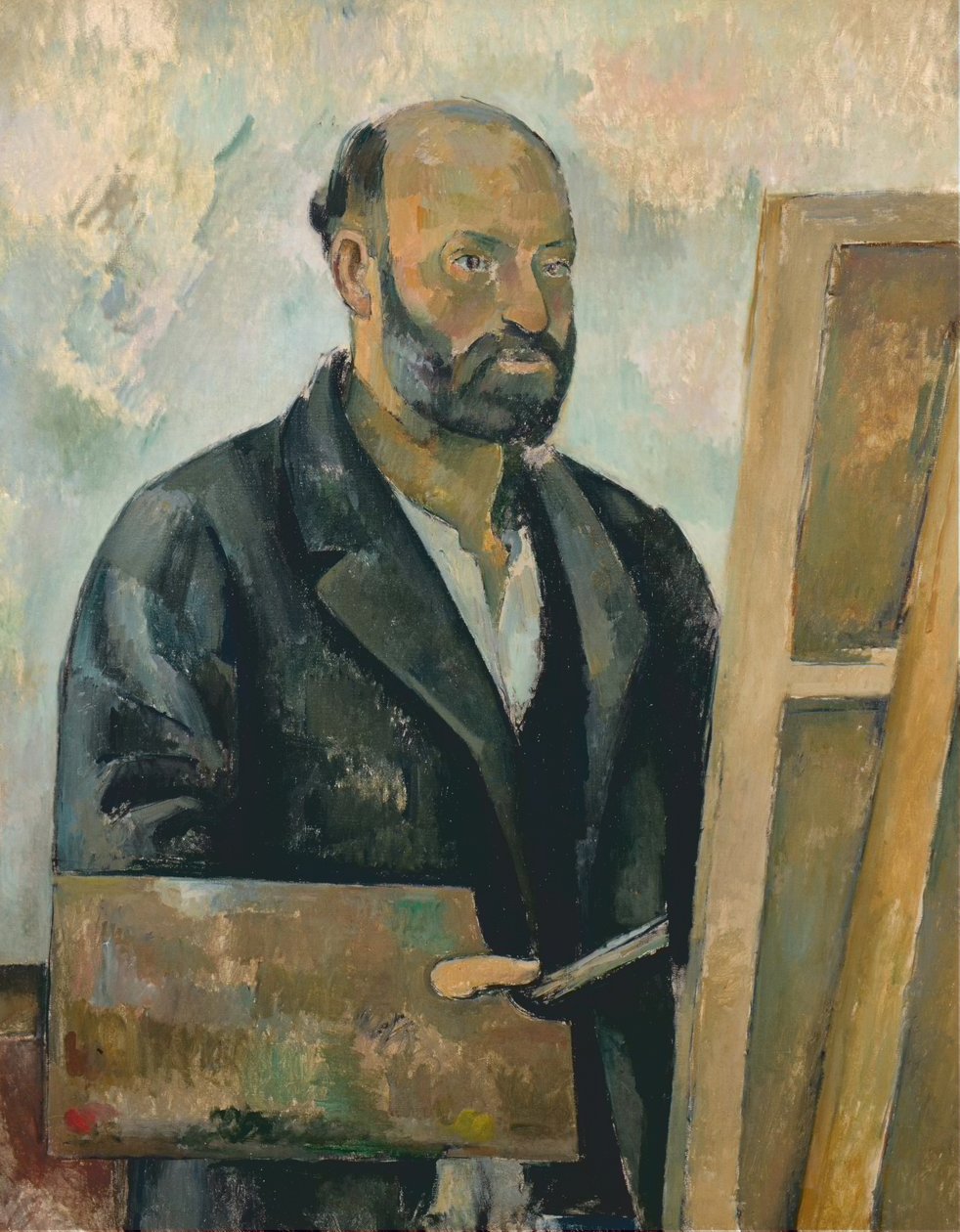 Omakuva paletin kanssa, noin 1890 (öljy kankaalle). tekijältä Paul Cézanne