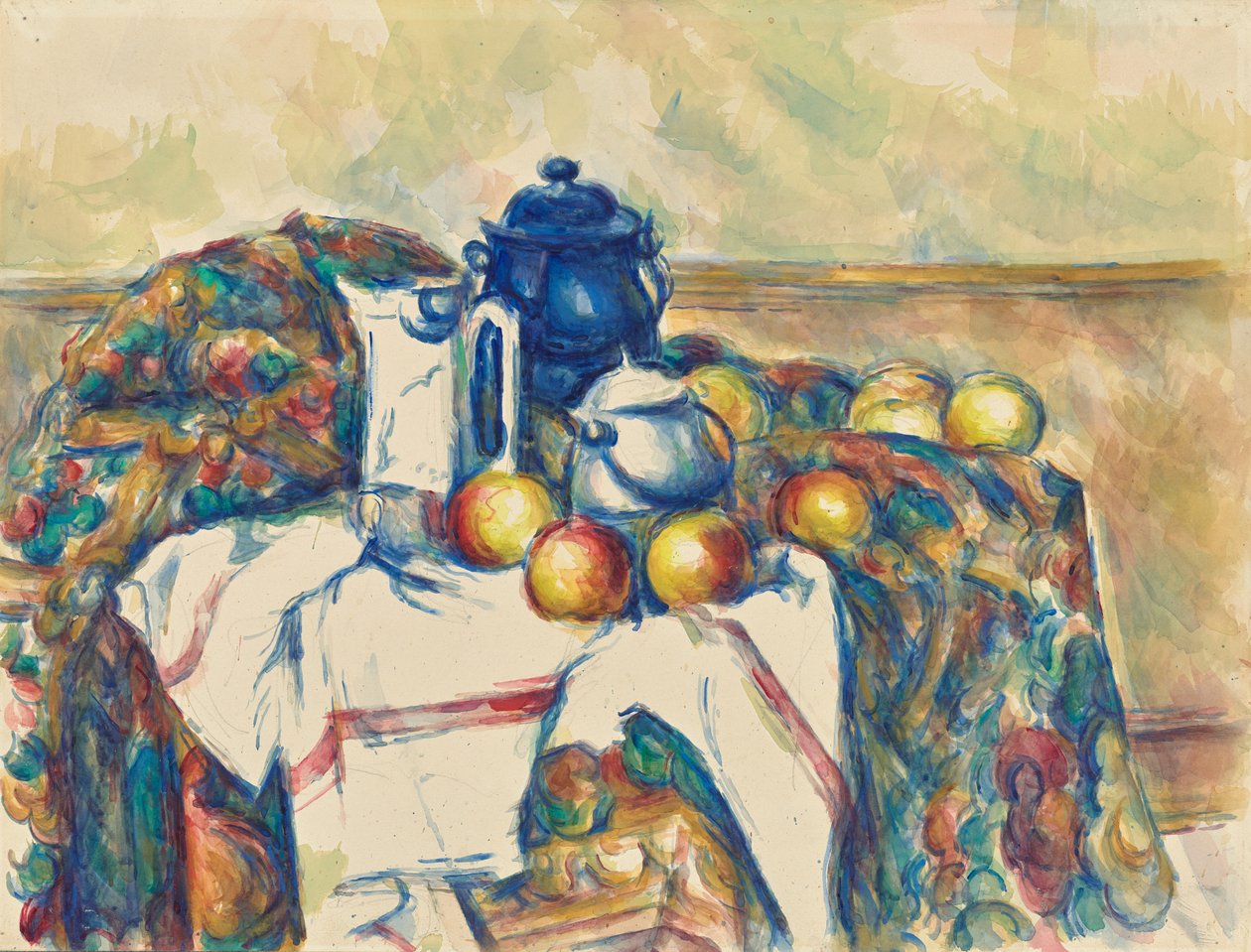 Asetelma ja sininen ruukku tekijältä Paul Cézanne