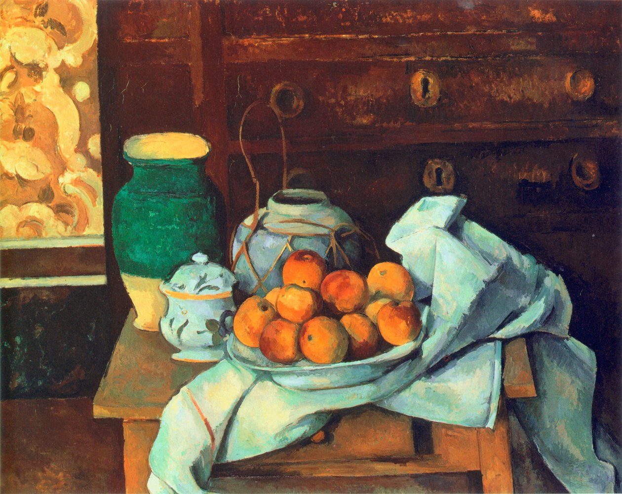 Asetelma ja lipasto tekijältä Paul Cézanne