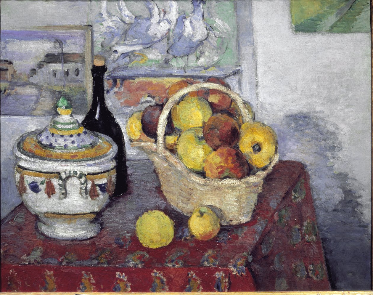 Asetelma keittotureen kanssa - öljy kankaalle tekijältä Paul Cézanne