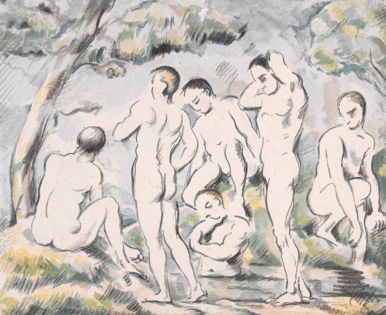 Uimarit (pieni taulu) tekijältä Paul Cézanne
