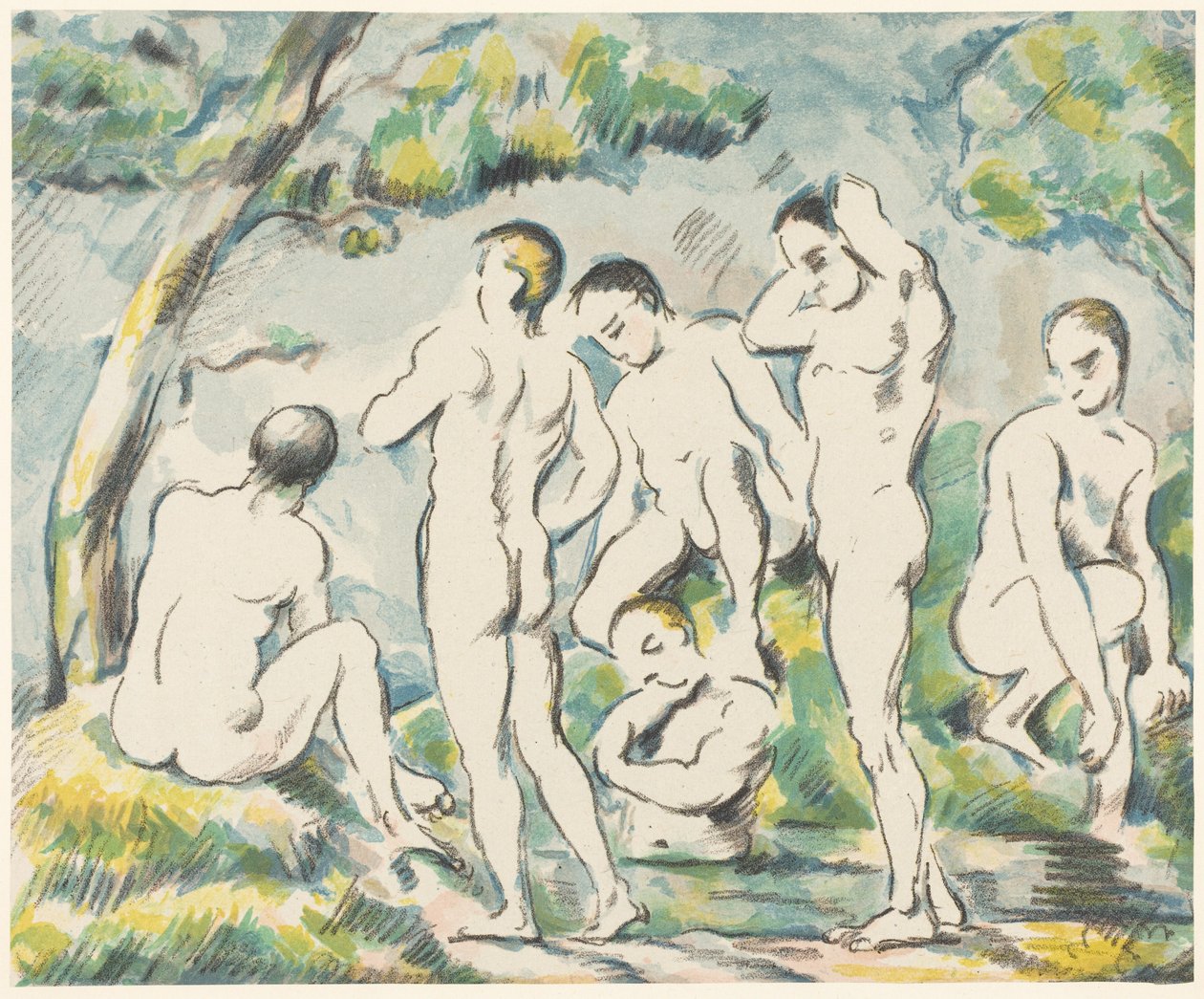 Kylpijät (pieni laatta) tekijältä Paul Cézanne