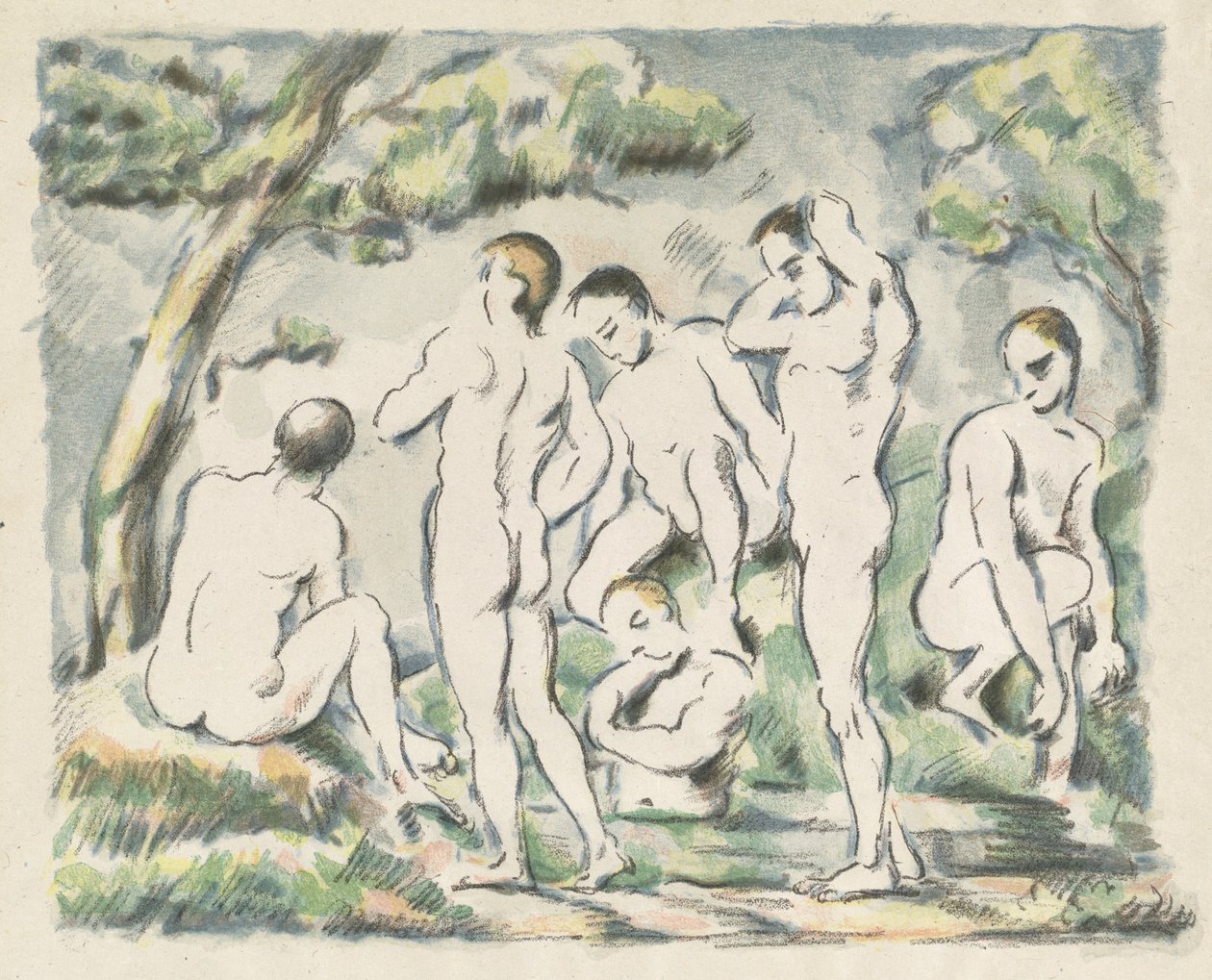 Kylpijät (pieni laatta) tekijältä Paul Cézanne