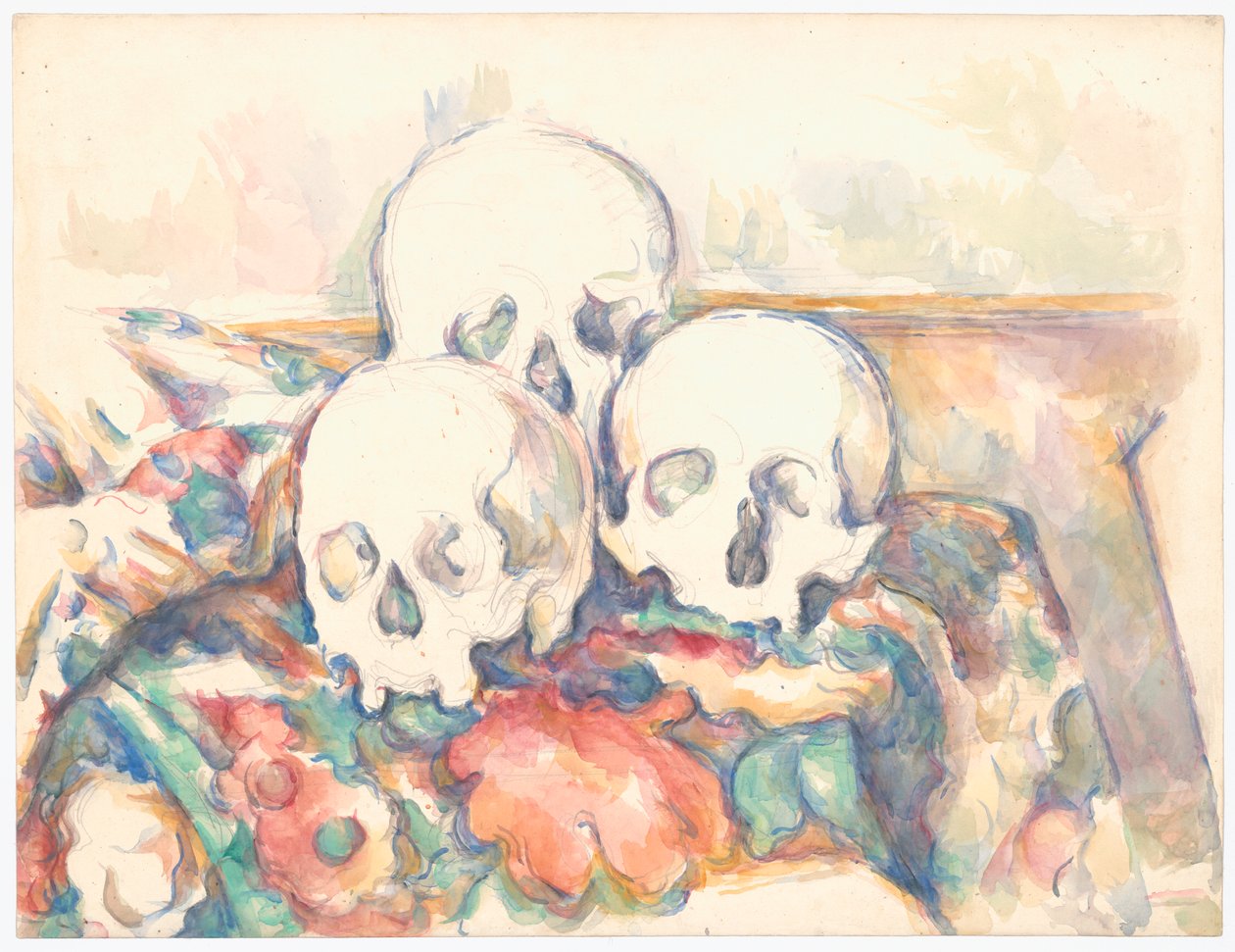 Kolme pääkalloa tekijältä Paul Cézanne