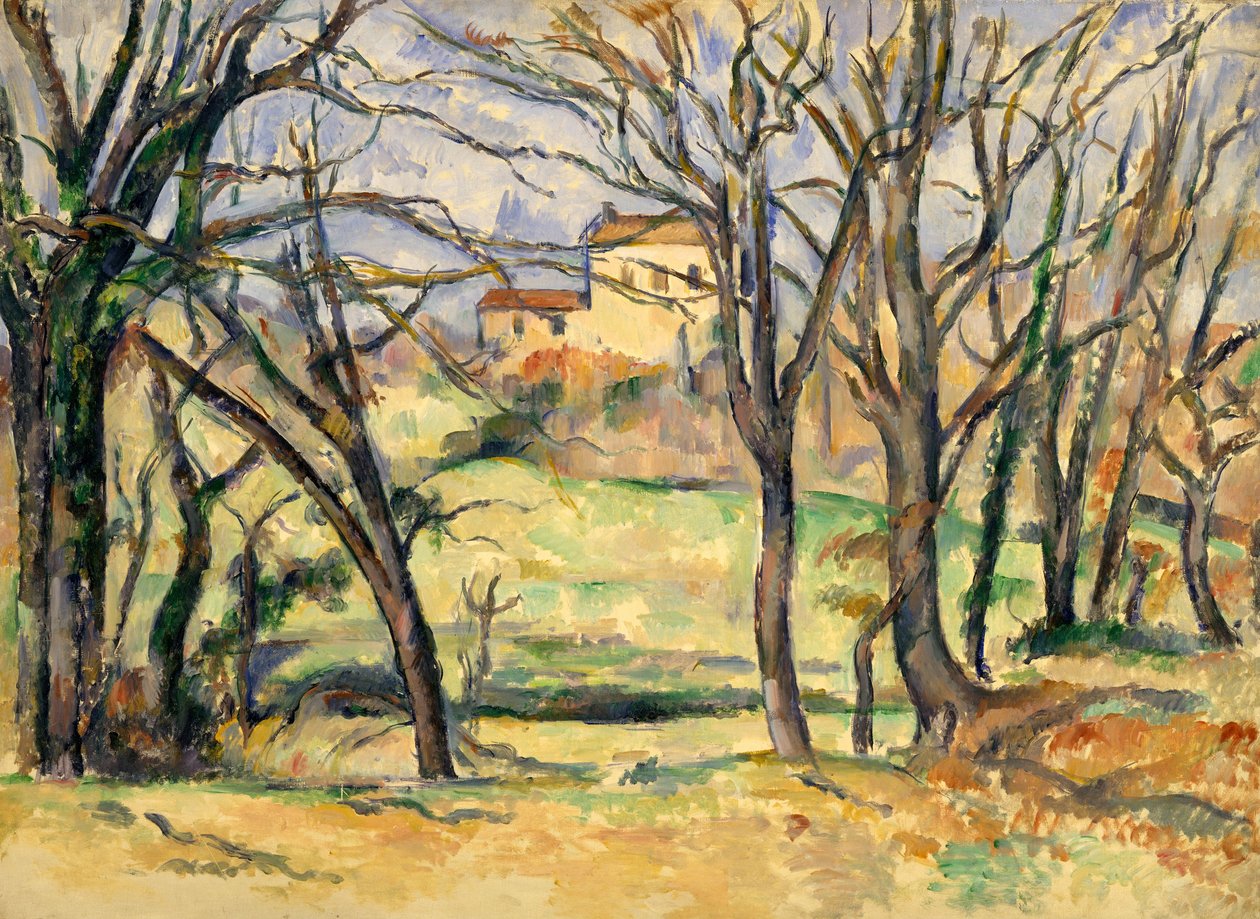 Puut ja talot lähellä Jas de Bouffania tekijältä Paul Cézanne