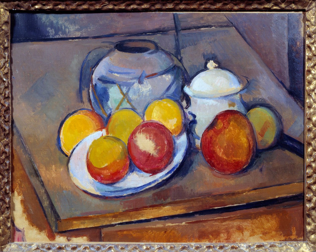 Maljakkopilli, sokerikulho ja omenat Paul Cezannen maalaus tekijältä Paul Cézanne