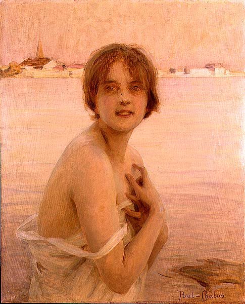 Girl by the Sea (öljy kankaalle) tekijältä Paul Chabas