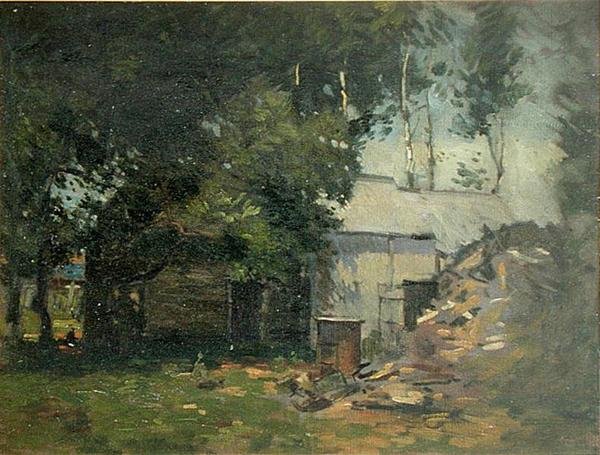 Barnyard Scene (öljy kankaalle) tekijältä Paul Cornoyer